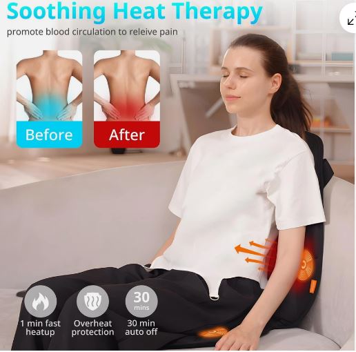 Massage Seat Cushion with Heat,Back Massager for Chair Back Massager Heated S...