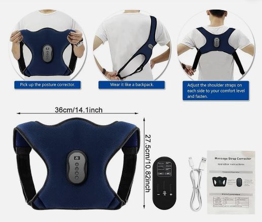 Back Massager Vibration Brace Belt Heated for Shoulder Brace & Back Pain Relief