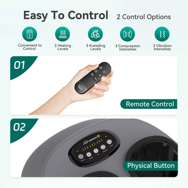Snailax Foot Massager Shiatsu Deep Kneading Air Compression