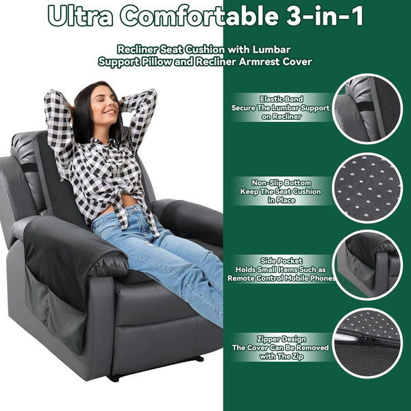Recliner Chair Cushion for Elderly with Lumbar Support Pillow