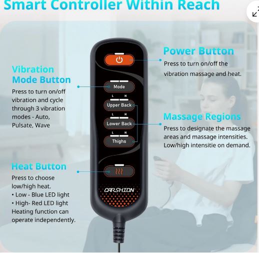 Massage Seat Cushion with Heat,Back Massager for Chair Back Massager Heated S...