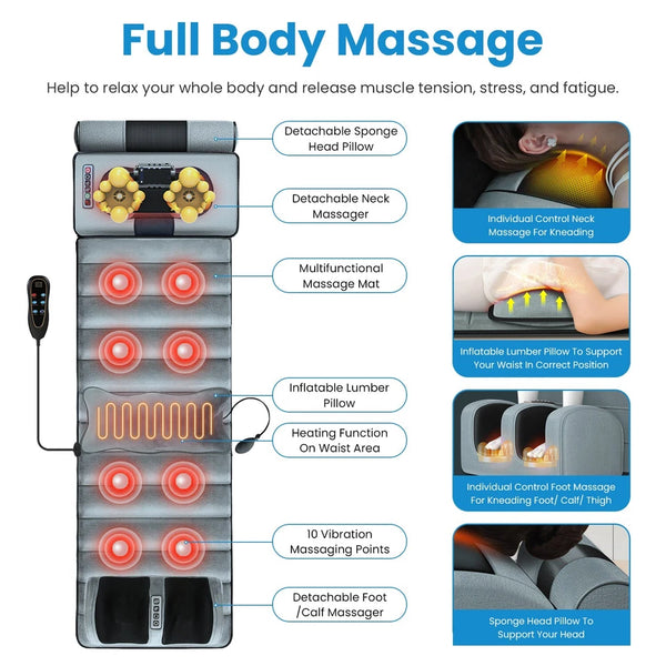 Full Body Massage Mat and Back Massager Pillow